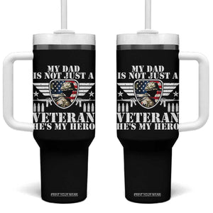 Military Family Veteran Support Tumbler With Handle My Papa US Veteran My Hero