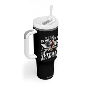 Military Family Veteran Support Tumbler With Handle My Papa US Veteran My Hero