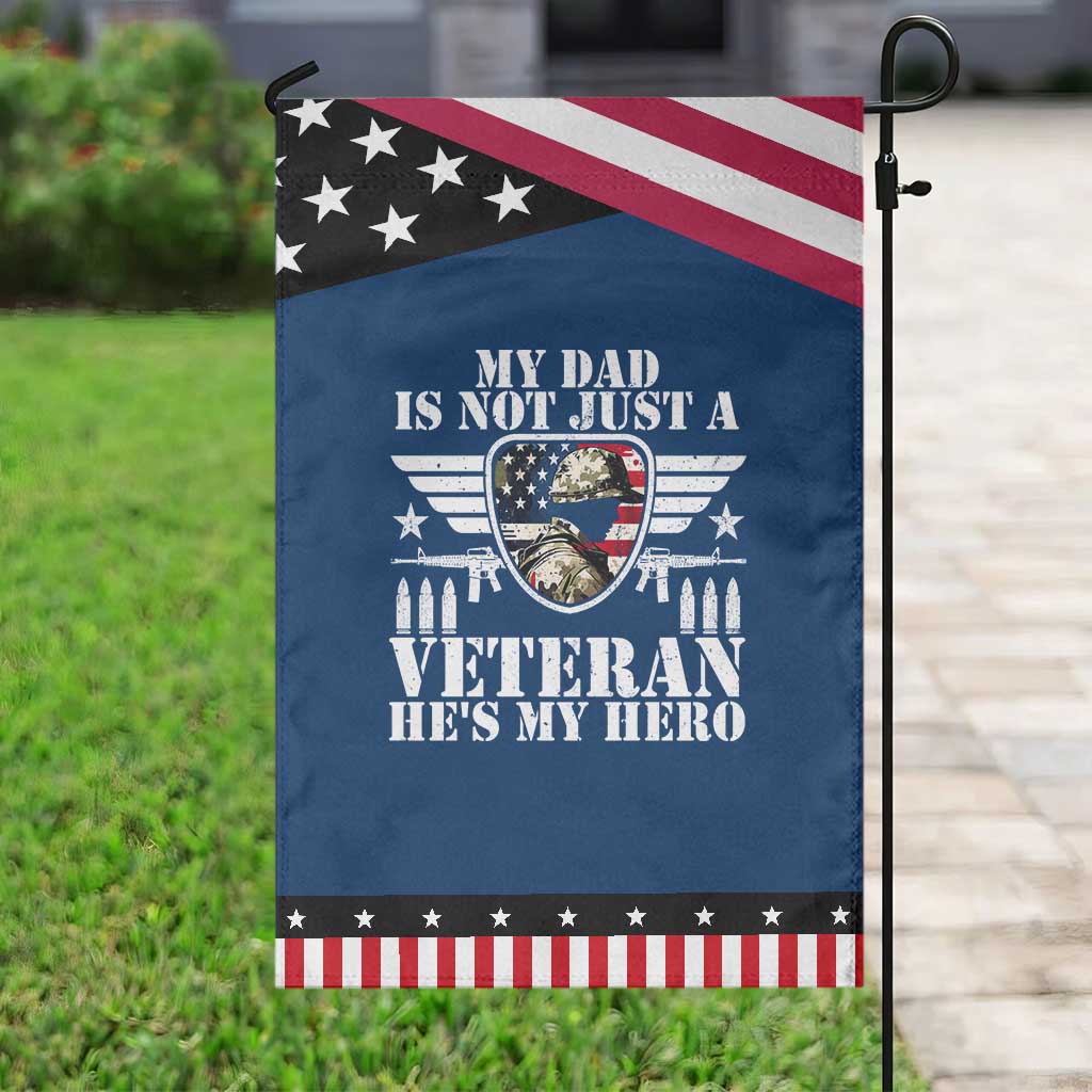 Military Family Veteran Support Patriotic Garden Flag My Papa US Veteran My Hero