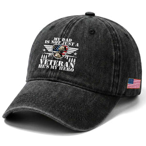 Military Family Veteran Support Washed Cotton Baseball Cap My Papa US Veteran My Hero