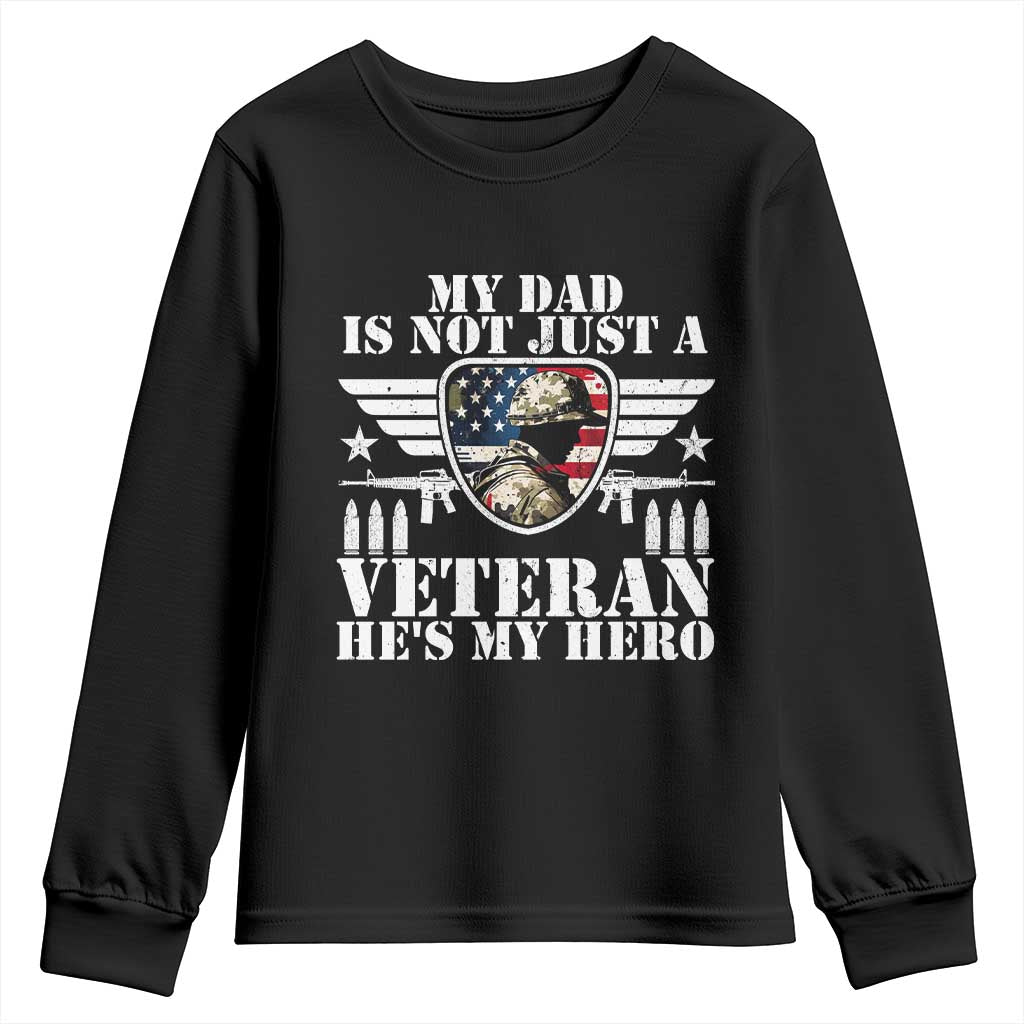 Military Family Veteran Support Youth Sweatshirt My Papa US Veteran My Hero TS14 Black Print Your Wear