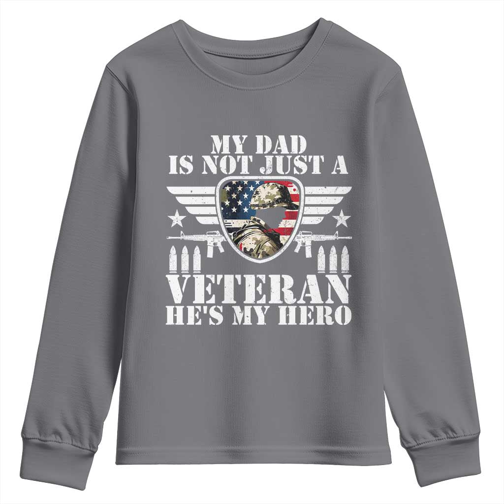 Military Family Veteran Support Youth Sweatshirt My Papa US Veteran My Hero