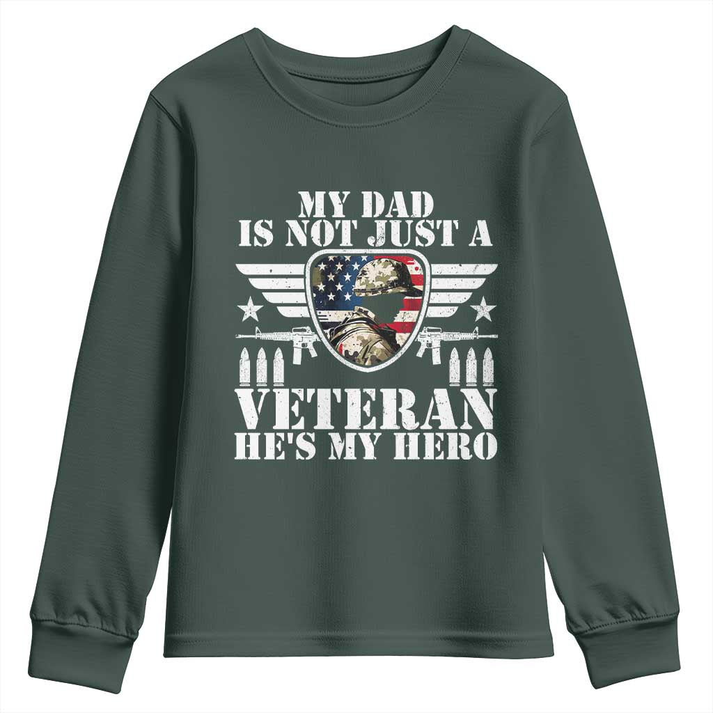 Military Family Veteran Support Youth Sweatshirt My Papa US Veteran My Hero