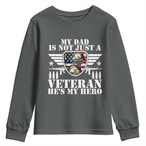 Military Family Veteran Support Youth Sweatshirt My Papa US Veteran My Hero