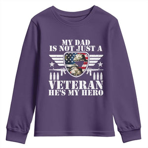 Military Family Veteran Support Youth Sweatshirt My Papa US Veteran My Hero