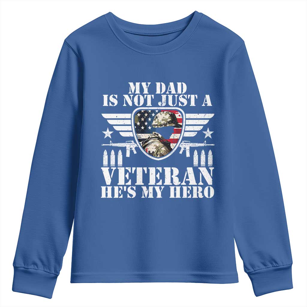 Military Family Veteran Support Youth Sweatshirt My Papa US Veteran My Hero