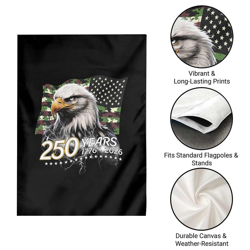 250 Years America Anniversary Garden Flag Patriotic Bald Eagle Military Tactical American Flag Camo