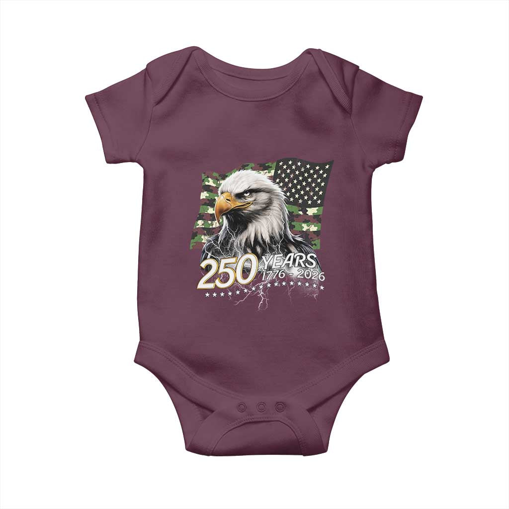 250 Years America Anniversary Baby Onesie Patriotic Bald Eagle Military Tactical American Flag Camo