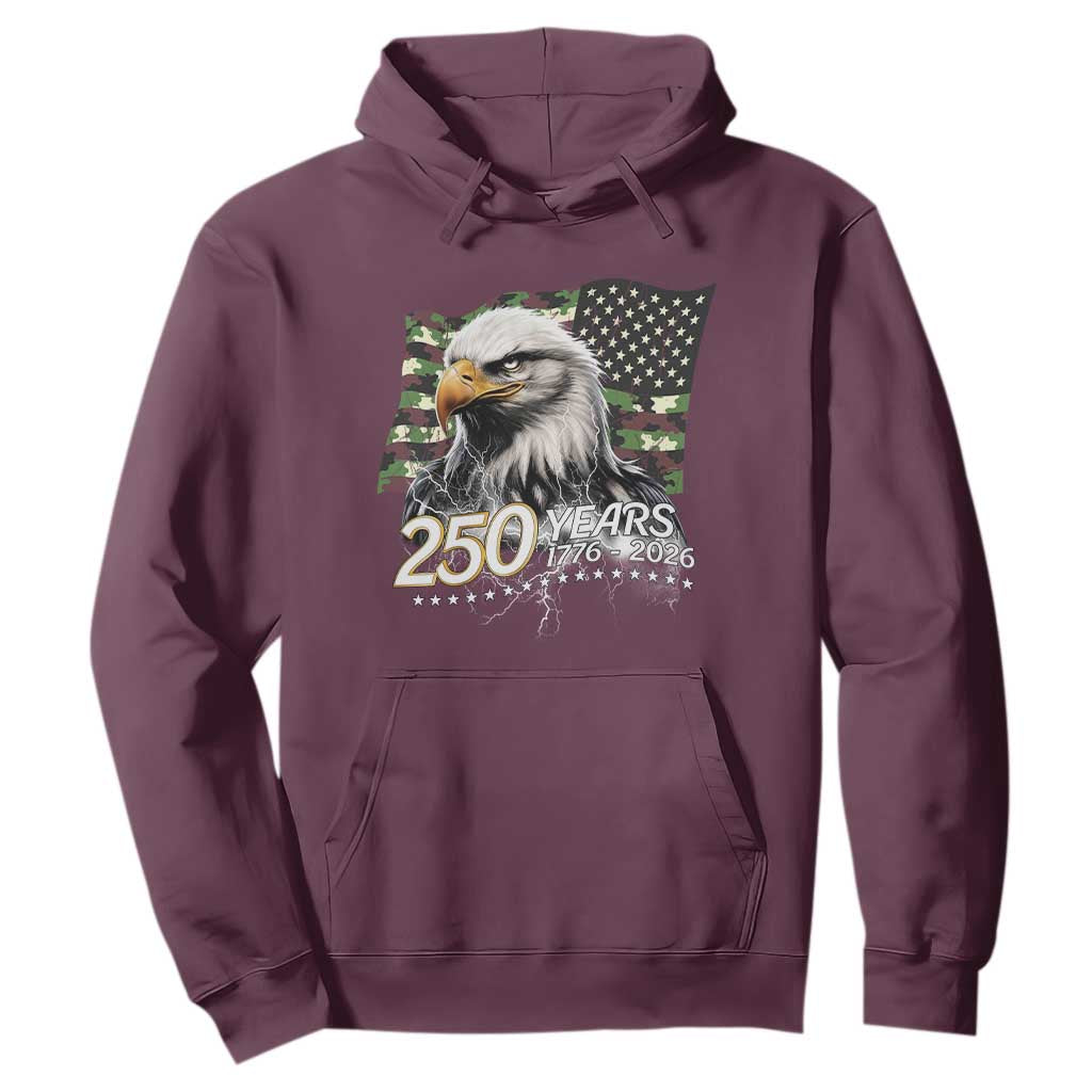 250 Years America Anniversary Hoodie Patriotic Bald Eagle Military Tactical American Flag Camo