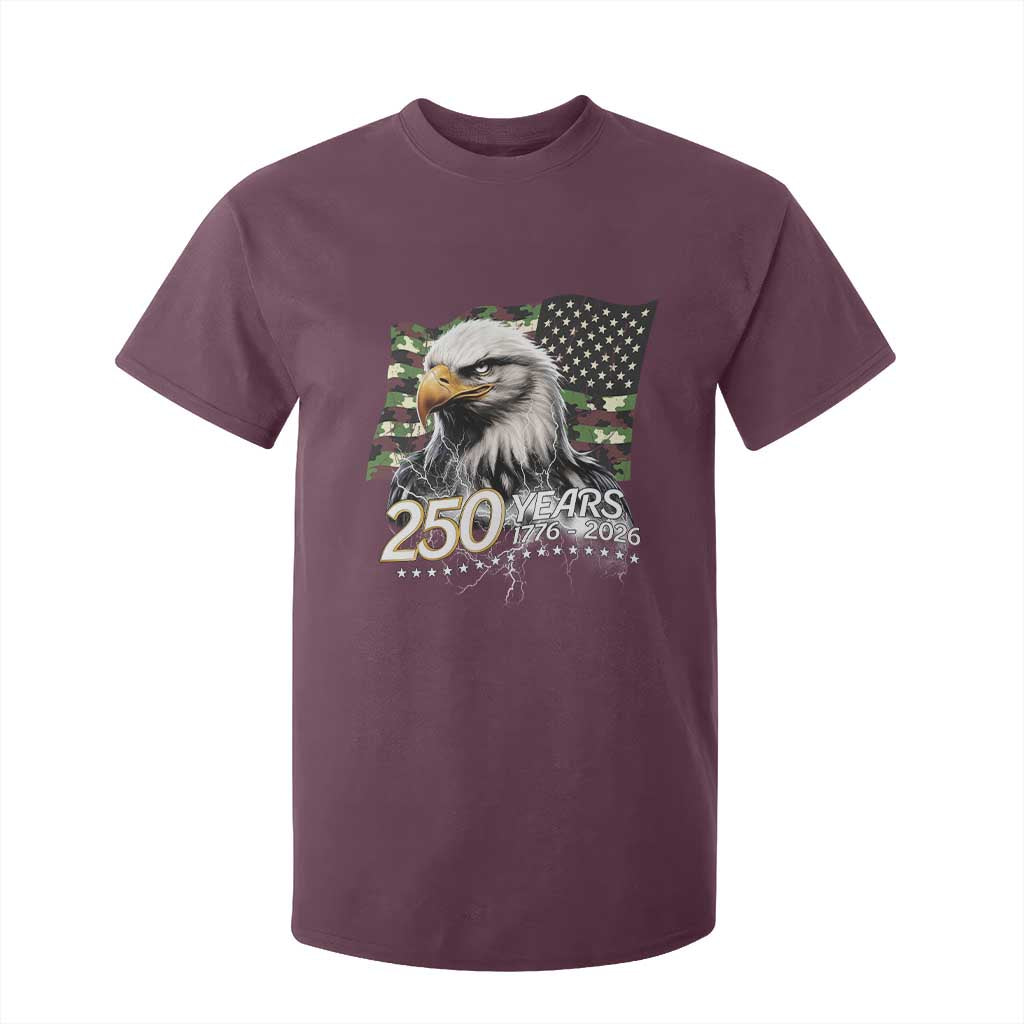 250 Years America Anniversary T Shirt For Kid Patriotic Bald Eagle Military Tactical American Flag Camo