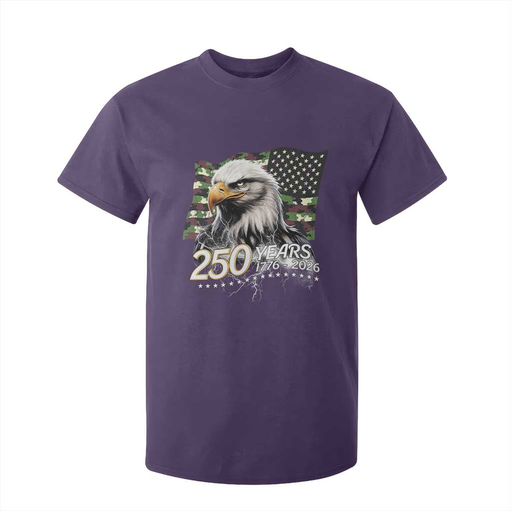 250 Years America Anniversary T Shirt For Kid Patriotic Bald Eagle Military Tactical American Flag Camo