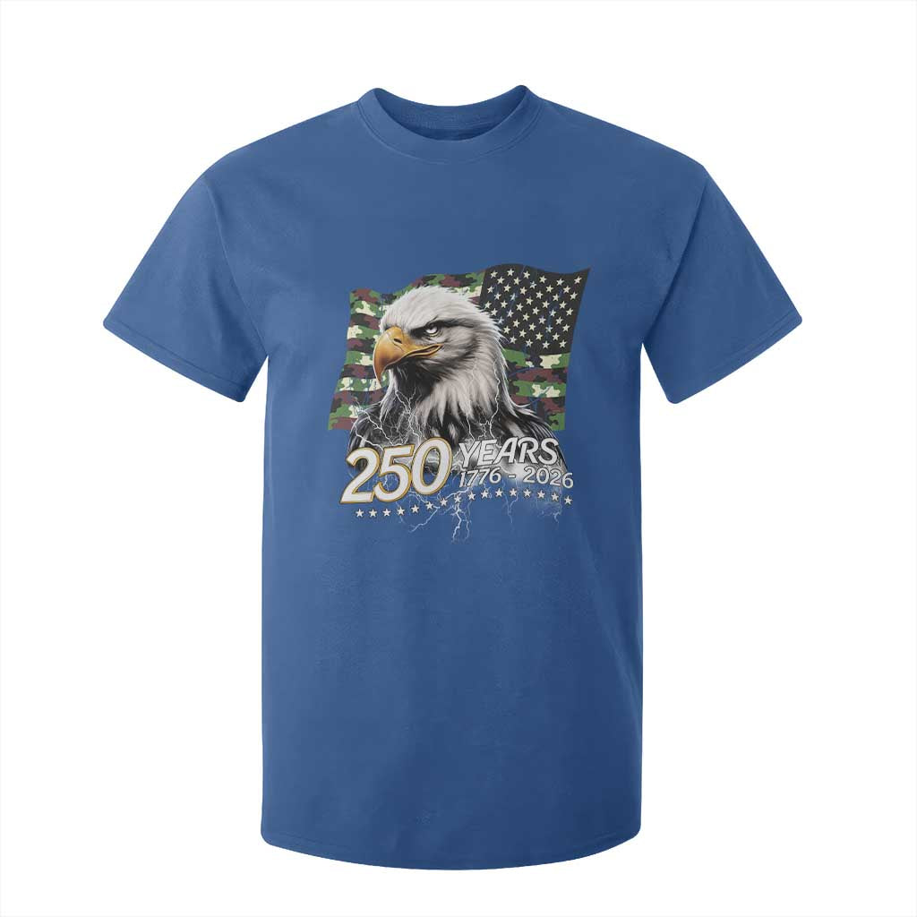 250 Years America Anniversary T Shirt For Kid Patriotic Bald Eagle Military Tactical American Flag Camo