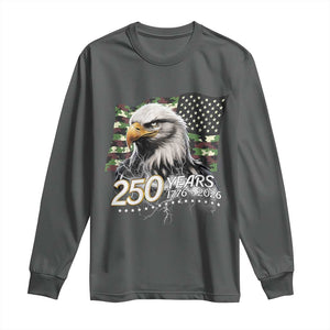 250 Years America Anniversary Long Sleeve Shirt Patriotic Bald Eagle Military Tactical American Flag Camo