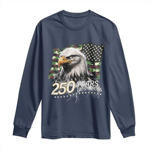250 Years America Anniversary Long Sleeve Shirt Patriotic Bald Eagle Military Tactical American Flag Camo