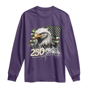 250 Years America Anniversary Long Sleeve Shirt Patriotic Bald Eagle Military Tactical American Flag Camo