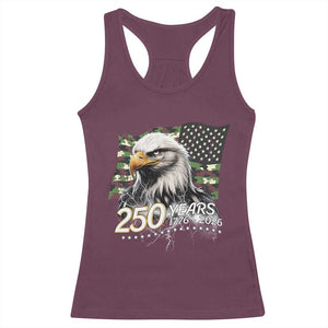 250 Years America Anniversary Racerback Tank Top Patriotic Bald Eagle Military Tactical American Flag Camo
