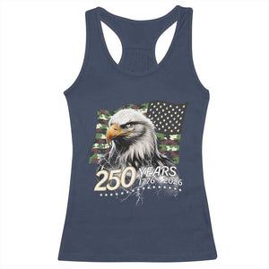 250 Years America Anniversary Racerback Tank Top Patriotic Bald Eagle Military Tactical American Flag Camo