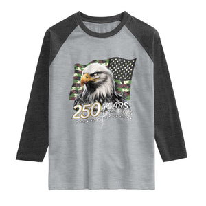 250 Years America Anniversary Raglan Shirt Patriotic Bald Eagle Military Tactical American Flag Camo
