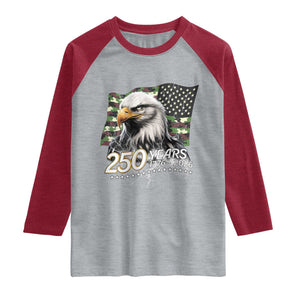 250 Years America Anniversary Raglan Shirt Patriotic Bald Eagle Military Tactical American Flag Camo