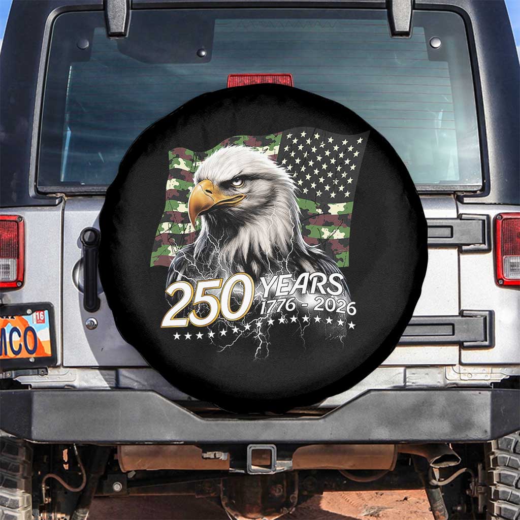 250 Years America Anniversary Spare Tire Cover Patriotic Bald Eagle Military Tactical American Flag Camo TS14 No hole Black Print Your Wear
