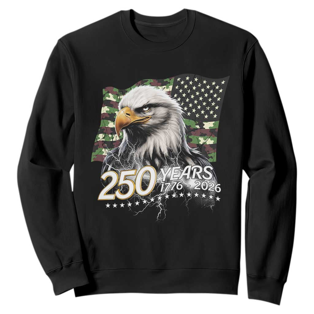 250 Years America Anniversary Sweatshirt Patriotic Bald Eagle Military Tactical American Flag Camo