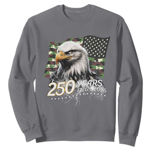 250 Years America Anniversary Sweatshirt Patriotic Bald Eagle Military Tactical American Flag Camo