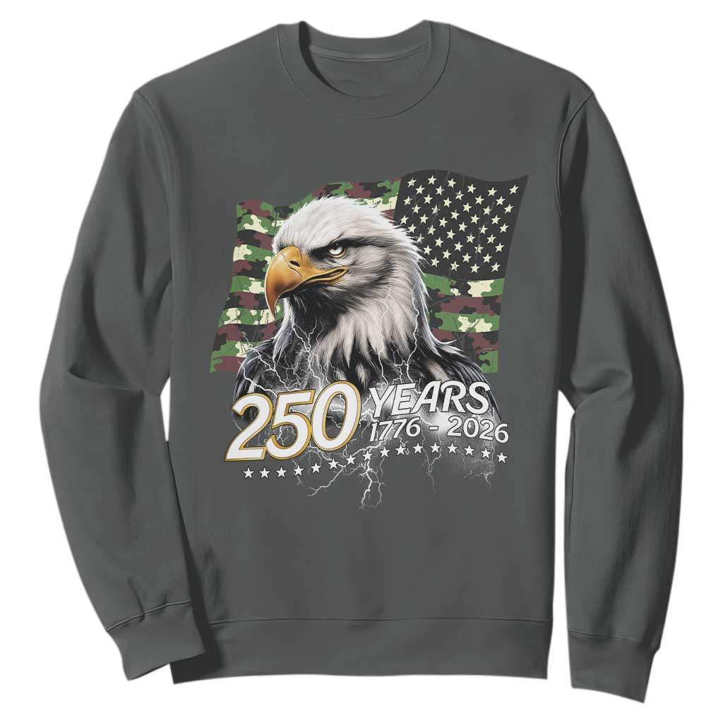 250 Years America Anniversary Sweatshirt Patriotic Bald Eagle Military Tactical American Flag Camo