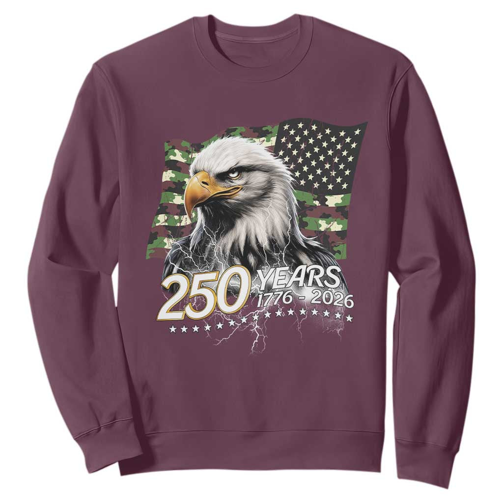 250 Years America Anniversary Sweatshirt Patriotic Bald Eagle Military Tactical American Flag Camo