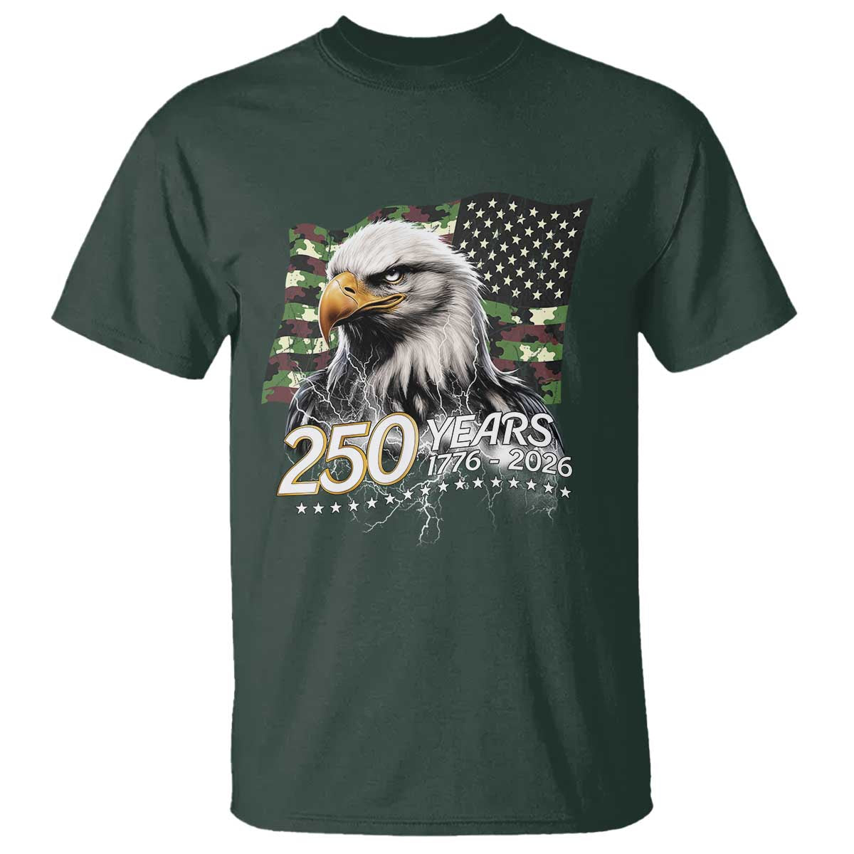 250 Years America Anniversary T Shirt Patriotic Bald Eagle Military Tactical American Flag Camo
