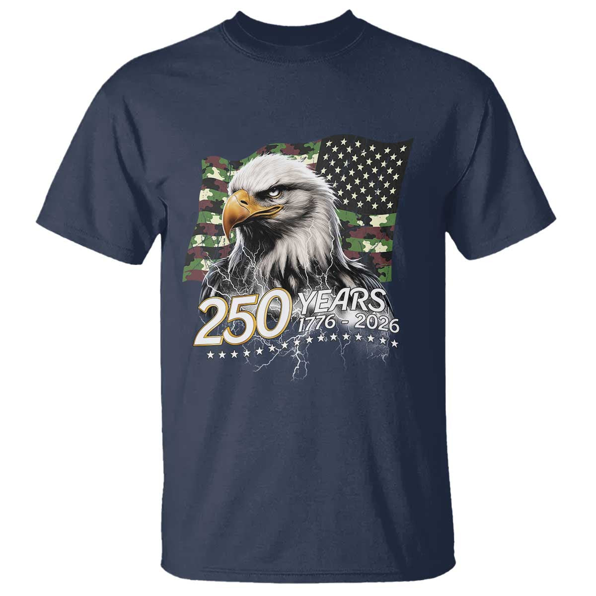 250 Years America Anniversary T Shirt Patriotic Bald Eagle Military Tactical American Flag Camo