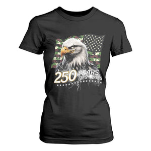 250 Years America Anniversary T Shirt For Women Patriotic Bald Eagle Military Tactical American Flag Camo