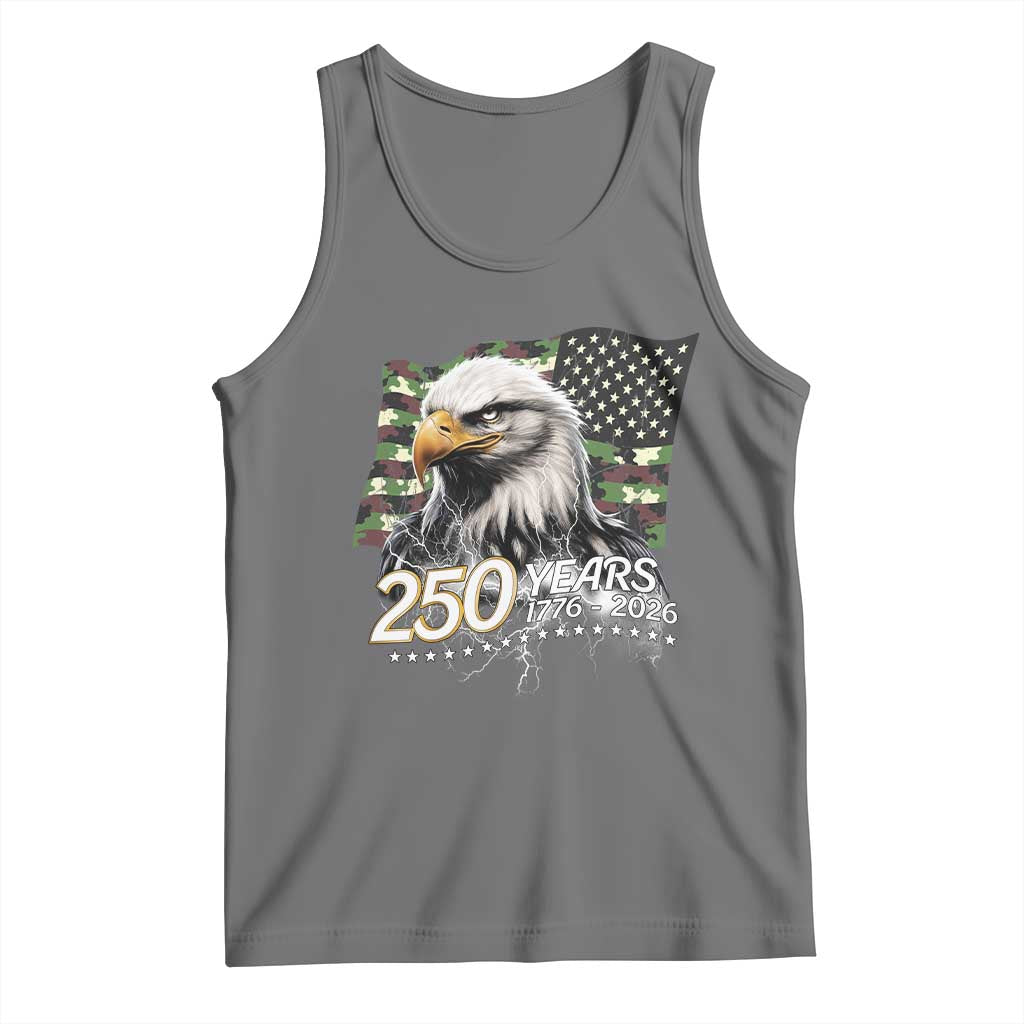 250 Years America Anniversary Tank Top Patriotic Bald Eagle Military Tactical American Flag Camo