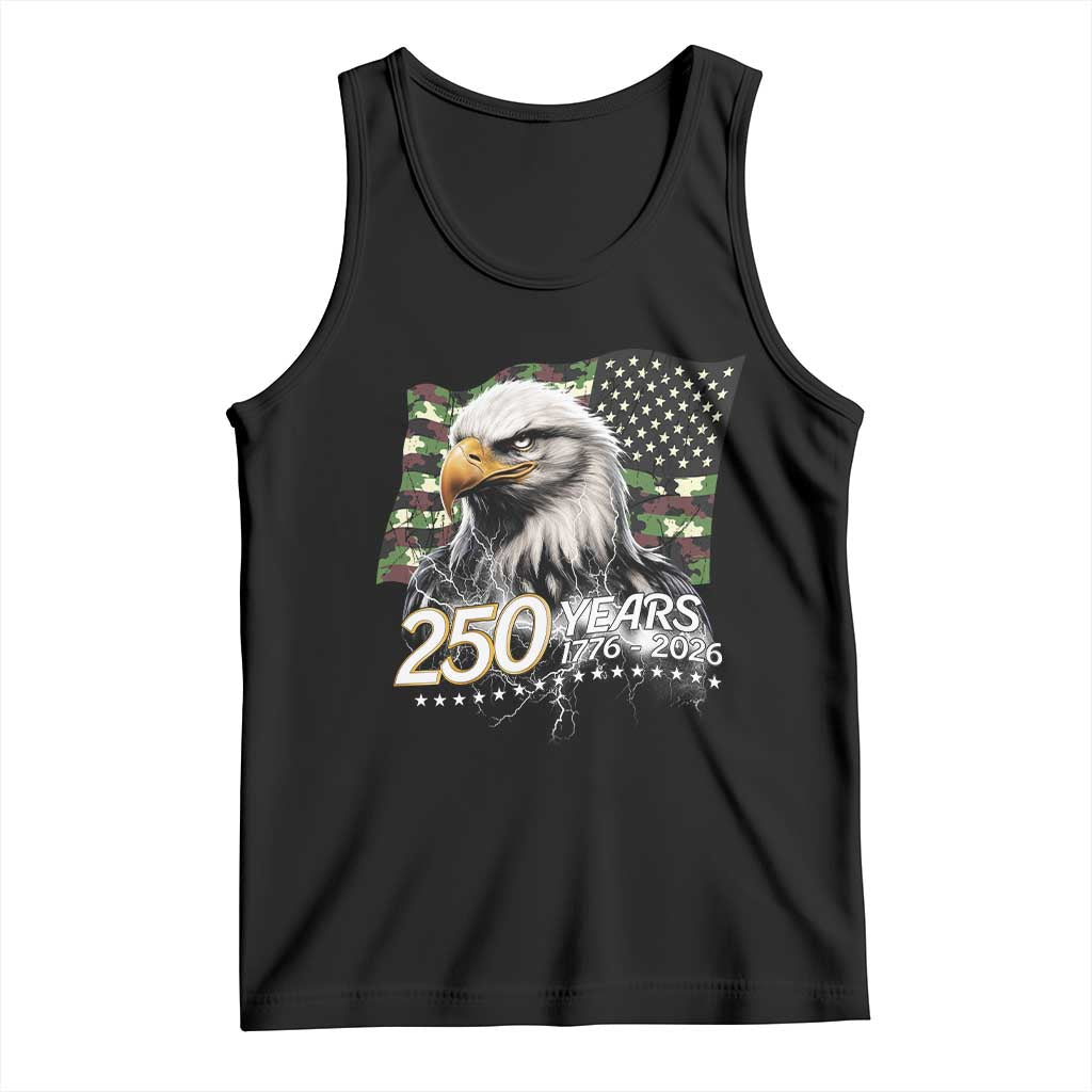 250 Years America Anniversary Tank Top Patriotic Bald Eagle Military Tactical American Flag Camo