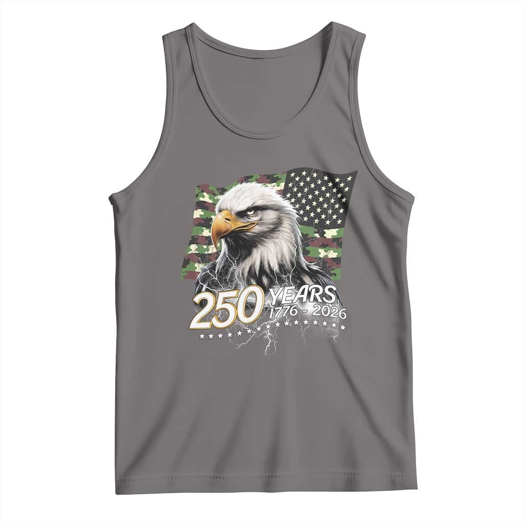250 Years America Anniversary Tank Top Patriotic Bald Eagle Military Tactical American Flag Camo