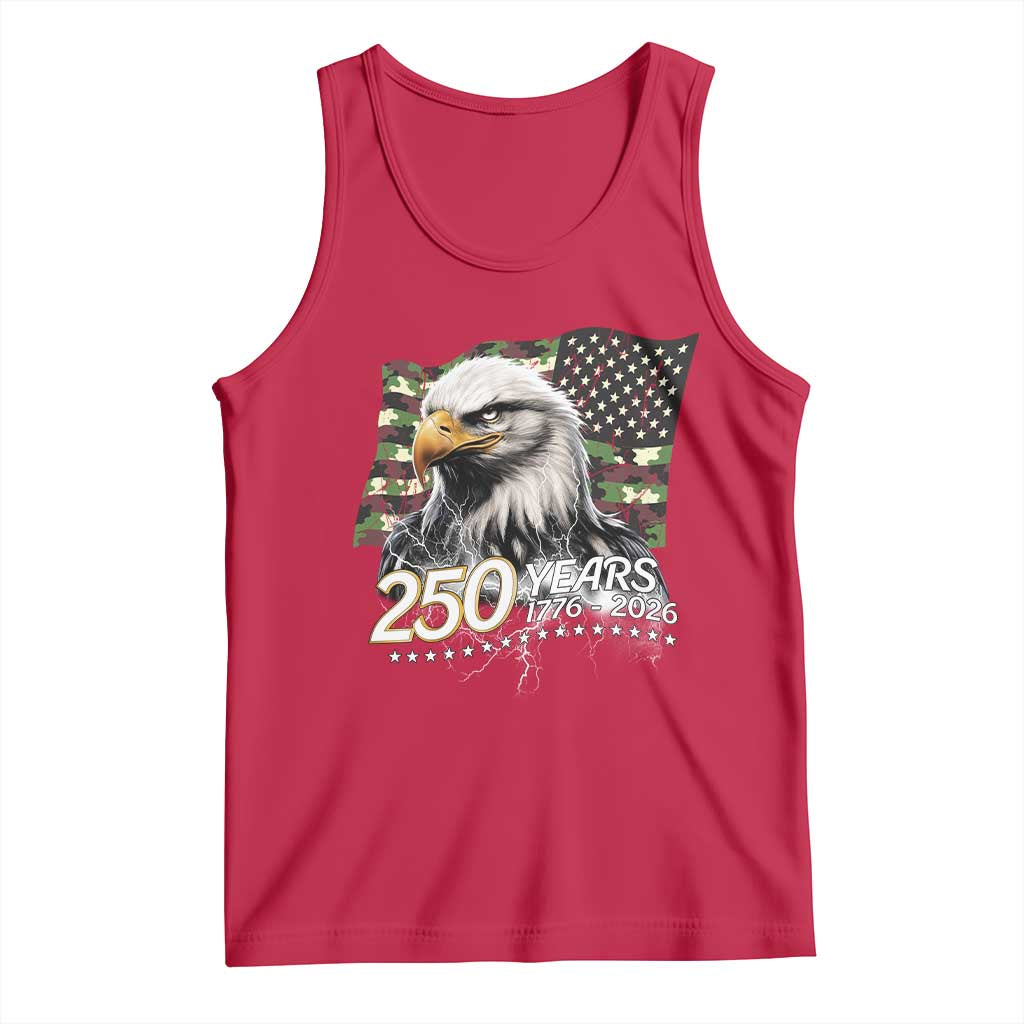 250 Years America Anniversary Tank Top Patriotic Bald Eagle Military Tactical American Flag Camo