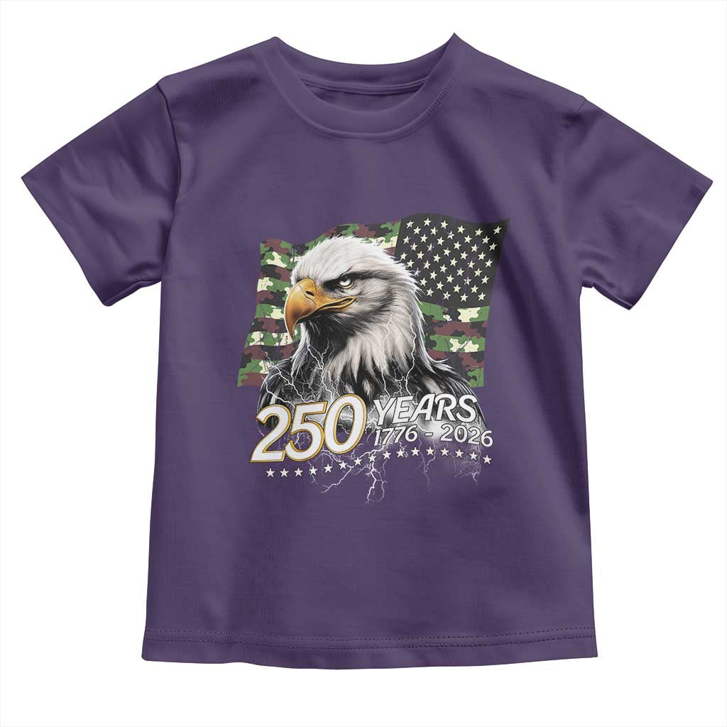 250 Years America Anniversary Toddler T Shirt Patriotic Bald Eagle Military Tactical American Flag Camo