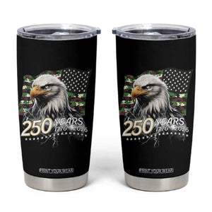 250 Years America Anniversary Tumbler Cup Patriotic Bald Eagle Military Tactical American Flag Camo
