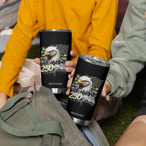 250 Years America Anniversary Tumbler Cup Patriotic Bald Eagle Military Tactical American Flag Camo