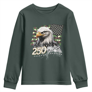 250 Years America Anniversary Youth Sweatshirt Patriotic Bald Eagle Military Tactical American Flag Camo