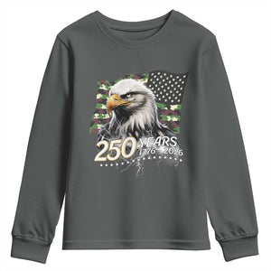 250 Years America Anniversary Youth Sweatshirt Patriotic Bald Eagle Military Tactical American Flag Camo