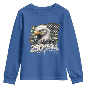 250 Years America Anniversary Youth Sweatshirt Patriotic Bald Eagle Military Tactical American Flag Camo