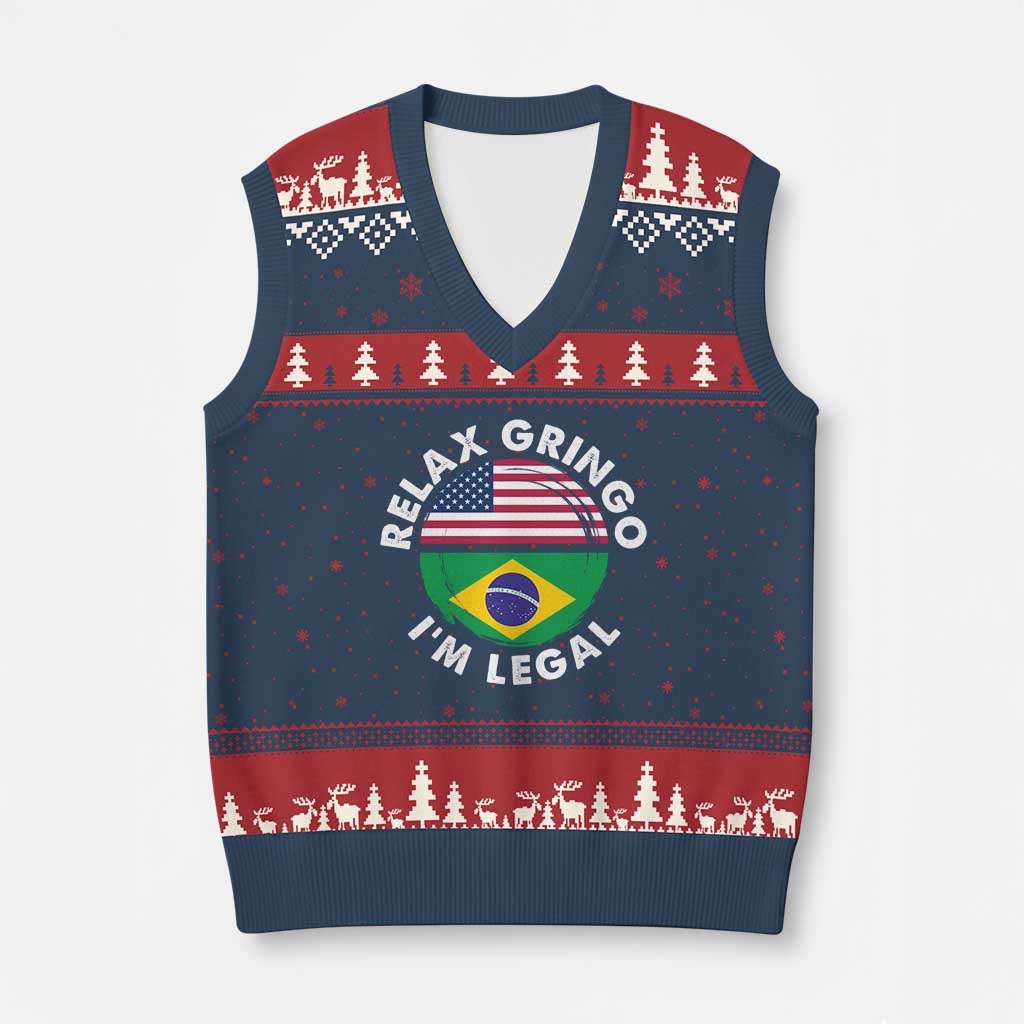 Relax Gringo I'm Legal Brazil Brazilian Immigrant V-Neck Knit Sweater Vest
