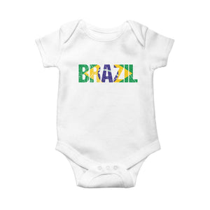 Brazil Brasil Flag Baby Onesie Vintage Distressed Brazil