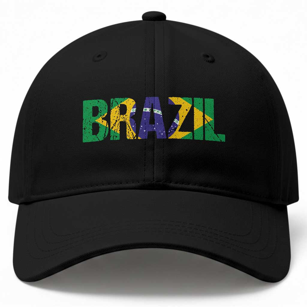 Brazil Brasil Flag Baseball Cap Vintage Distressed Brazil