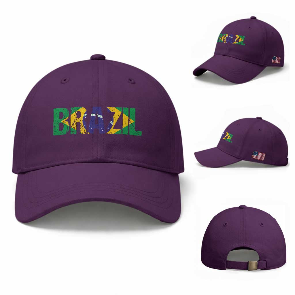 Brazil Brasil Flag Baseball Cap Vintage Distressed Brazil