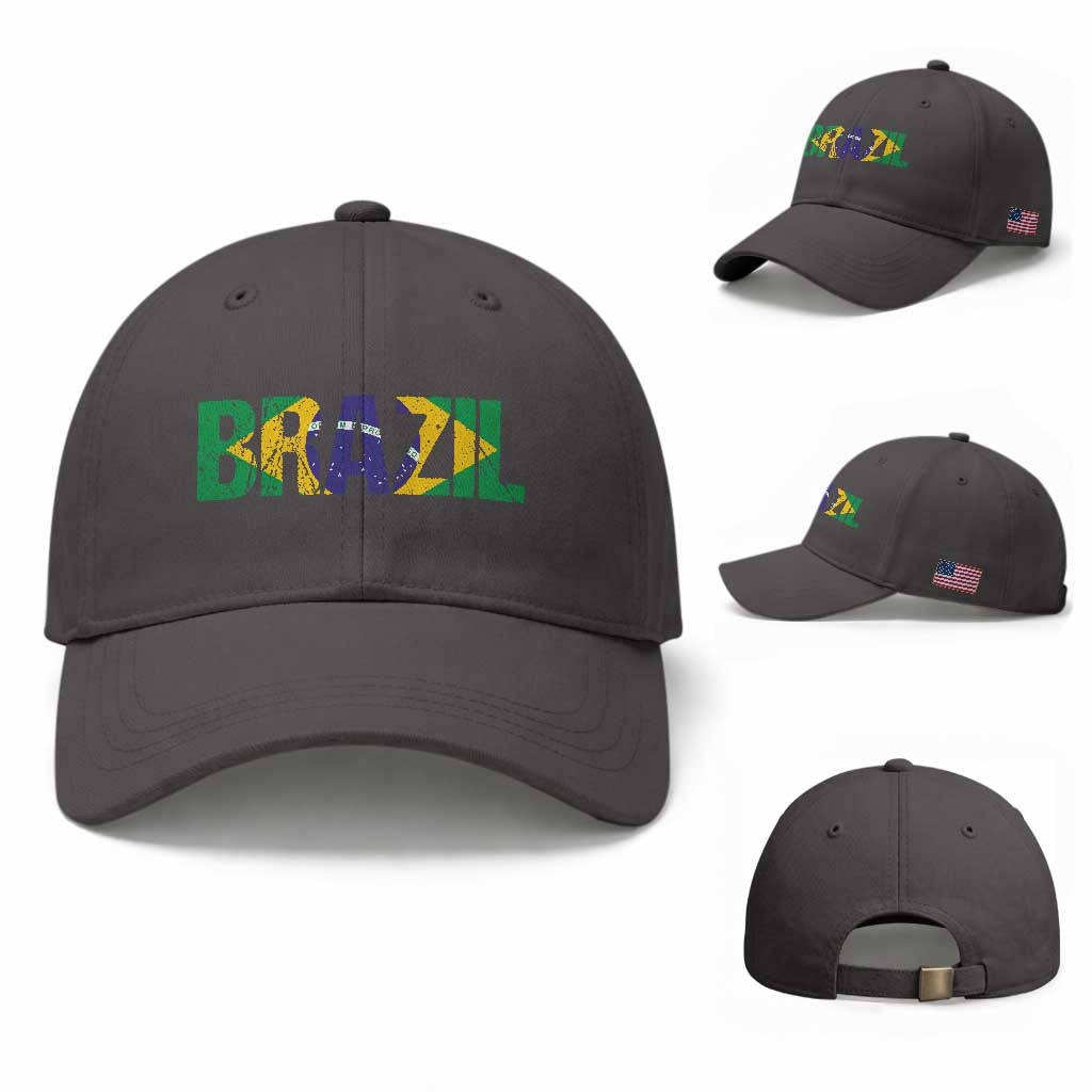Brazil Brasil Flag Baseball Cap Vintage Distressed Brazil