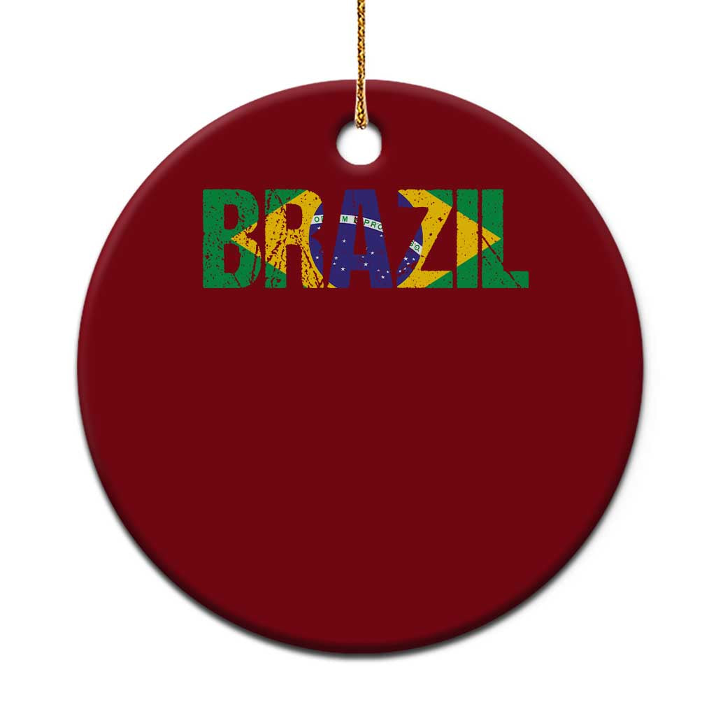 Brazil Brasil Flag Ceramic Ornament Vintage Distressed Brazil