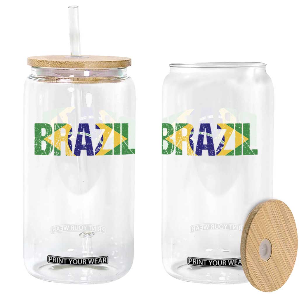 Brazil Brasil Flag Glass Can Vintage Distressed Brazil