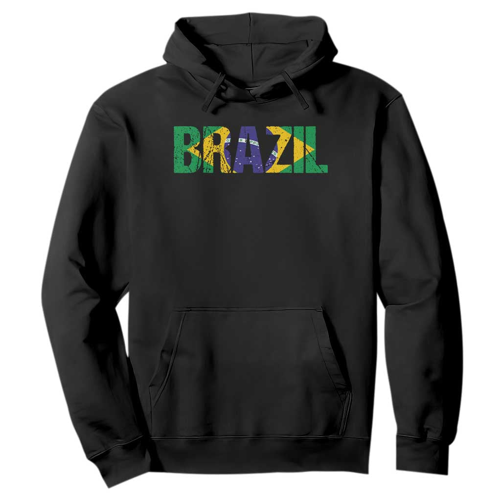Brazil Brasil Flag Hoodie Vintage Distressed Brazil
