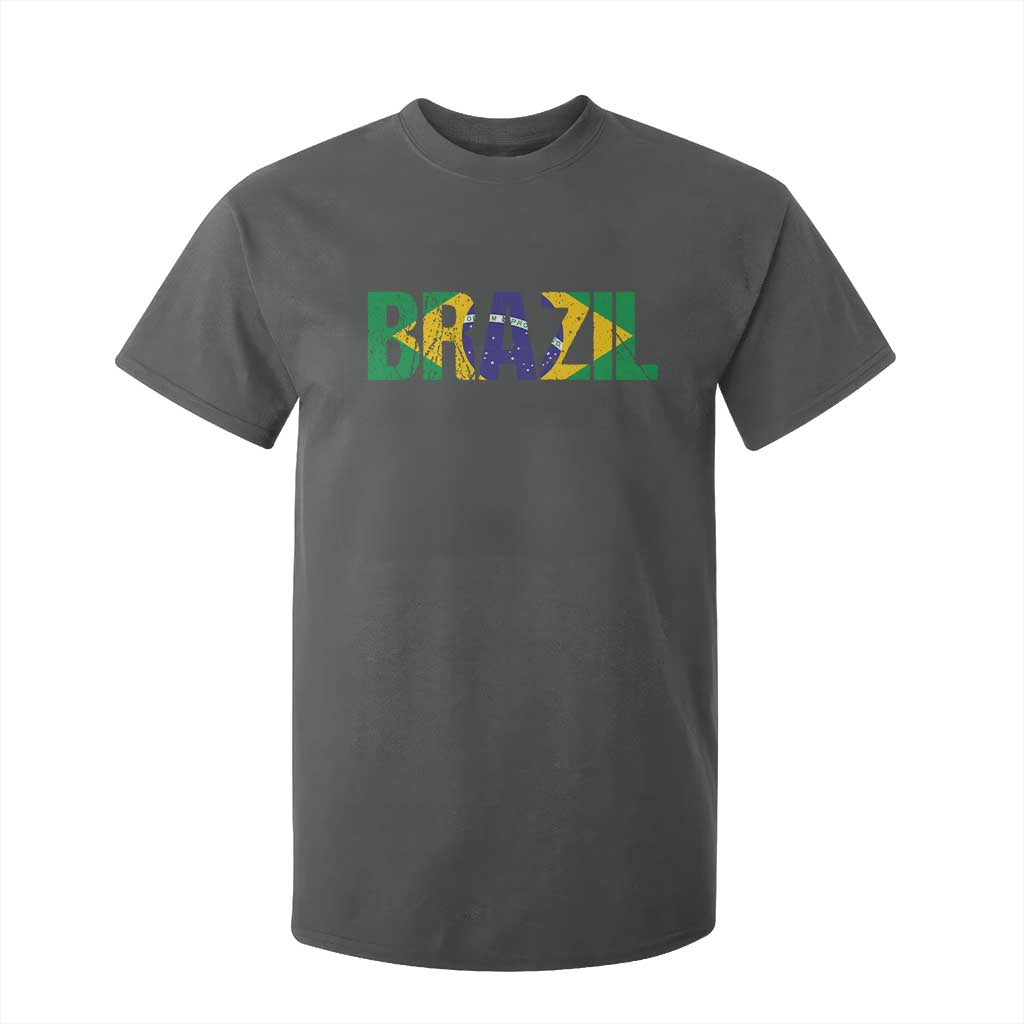 Brazil Brasil Flag T Shirt For Kid Vintage Distressed Brazil